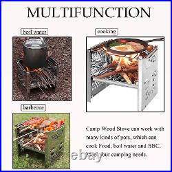 Steel Camping Stove Wood Burning Campfire Grill Fire Folding Outdoor Portable