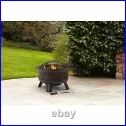 Steel Wood Burning Patio Deck Deep-Bowl Fire Pit Bowl Outdoor Fireplace with Grill