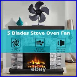 Stove Fan 5 Blowers Auto Mini Eco Friendly Black Stove Top Fan Wood Burning Tool