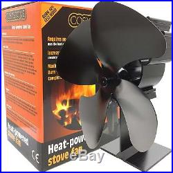 Stove Fan Silent Wood Burning Multi Fuel Better Efficiency 4 Blade Heat Powered