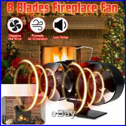 Stove Top Fan 8 Blades Fireplace Heat Powered Eco Wood Log Burning Fire Burner