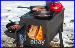 Survivor Black Bear Wood Stove for cabin, tiny house with pipe kit