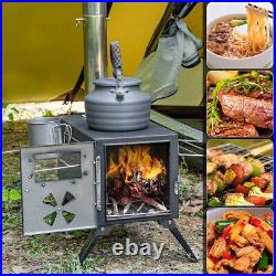 TOMSHOO Camping Wood Burning Stove With Stainless Steel Grid BBQ Tent Stove H9K5