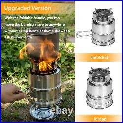 TOMSHOO Outdoor Camping Wood Burning Stove Portable Cooking Burner withFold Handle