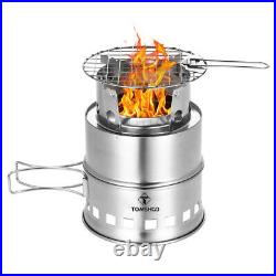 TOMSHOO Outdoor Camping Wood Burning Stove Portable Cooking Burner withFold Handle