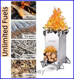 TOPEED Backpacking Camping Rocket StovePortable Stainless Steel Wood Burning
