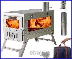 TSG 100% Titanium Wood Burning Stove with Side Window, 6Lbs Portable Backpacking