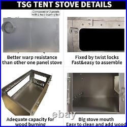 TSG Foldable TA1 Titanium Tent Stove with Side Glass Ultralight, Small Wood Stov