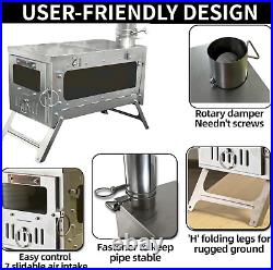 TSG TA1 Portable 100% Titanium Hot Tent Stove, Small/Large Folding Tent Wood Bur