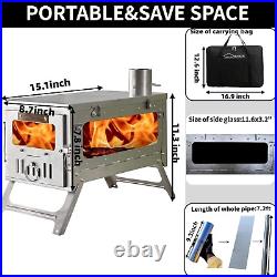 TSG TA1 Portable 100% Titanium Hot Tent Stove, Small/Large Folding Tent Wood Bur