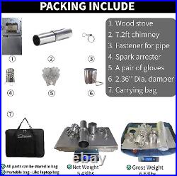 TSG TA1 Portable 100% Titanium Hot Tent Stove, Small/Large Folding Tent Wood Bur