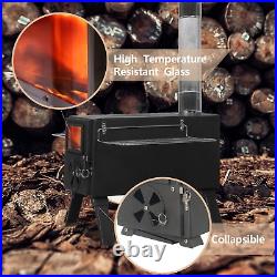Tent Stove Jack Fire Heater Wood Burning Portable with Pipe Winter Camping Fire US