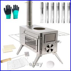 Tent Stove, Portable Camping Wood Burning Stoves Stainless Steel with Chimney