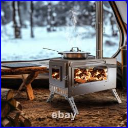 Tent Stove Portable Camping Wood Stoves Stainless Steel with Chimney Pipes & Bag