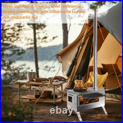 Tent Stove Portable Camping Wood Stoves Stainless Steel with Chimney Pipes & Bag