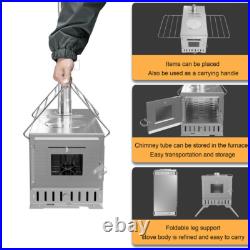 Tent Stove Portable Camping Wood Stoves Stainless Steel with Chimney Pipes & Bag