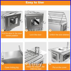 Tent Stove Portable Camping Wood Stoves Stainless Steel with Chimney Pipes & Bag