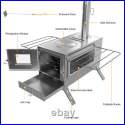 Tent Stove Portable Camping Wood Stoves Stainless Steel with Chimney Pipes & Bag