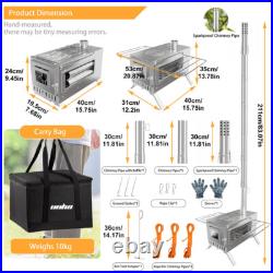 Tent Stove Portable Camping Wood Stoves Stainless Steel with Chimney Pipes & Bag