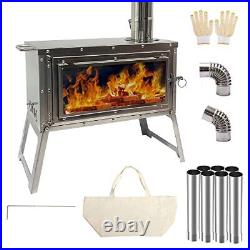 Tent Stove Portable Outdoor Wood Burning Stove, Chimney Pipe for Winter Camping