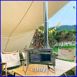 Tent Stove Portable Outdoor Wood Burning Stove with Chimney Pipe for Winter Cam