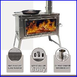 Tent Stove Portable Outdoor Wood Burning Stove with Chimney Pipe for Winter Cam