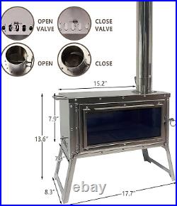 Tent Stove Portable Outdoor Wood Burning Stove with Chimney Pipe for Winter Cam