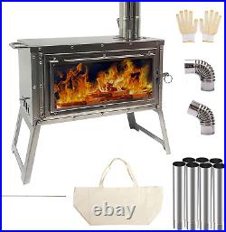 Tent Stove Portable Outdoor Wood Burning Stove with Chimney Pipe for Winter Cam