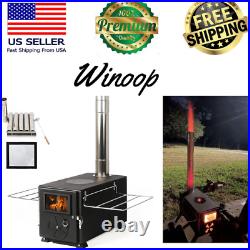 Tent Stove Wood Burning Portable Vent Pipe Camping Fire Kit Winter Burner Grill