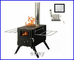 Tent Stove Wood Burning Portable Vent Pipe Camping Fire Kit Winter Burner Grill