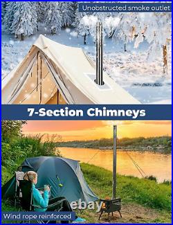 Tent Stove, Wood Burning Stove with 7 Section Chimney Pipes, Camping Wood Stove