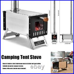 Tent Wood Stove Stainless Steel Camping Wood Burning Stove Tent BBQ Stove I0U1