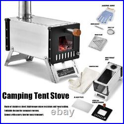 Tent Wood Stove Stainless Steel Camping Wood Burning Stove With Chimney Pipes T0A0 Tent Wood Stove Stainless Steel Camping Wood Burning Stove With Chimney Pipes T0A0