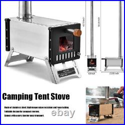 Tent Wood Stove Stainless Steel Camping Wood Burning Stove With Chimney Pipes T0A0 Tent Wood Stove Stainless Steel Camping Wood Burning Stove With Chimney Pipes T0A0