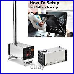 Tent Wood Stove Stainless Steel Camping Wood Burning Stove With Chimney Pipes T0A0 Tent Wood Stove Stainless Steel Camping Wood Burning Stove With Chimney Pipes T0A0