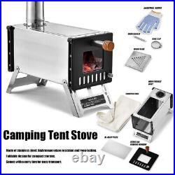 Tent Wood Stove Stainless Steel Camping Wood Burning Stove for Camping BBQ G1Y0
