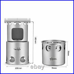 Titanium Backpacking Wood Burning Stove with Cross Plates Compact Camping Burner