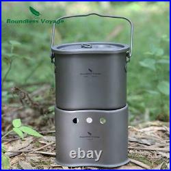 Titanium Foldable Mini Size Wood Burning Stove With Camping Pot 2 In 1 Canteen C