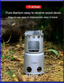 Titanium Ultralight Backpacking Wood Burning Stove Outdoor Camping Portable
