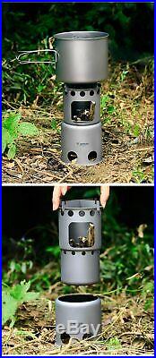 Titanium Ultralight Backpacking Wood Burning Stove Outdoor Camping Portable