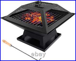Toxey 13''H x 18''W Steel Wood Burning Outdoor Fire Pit with Lid-Stove Fireplace