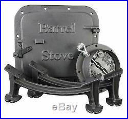 US Stove Barrel Stove Kit Wood Burning Double Drum Adapter Cabin Garage Heater