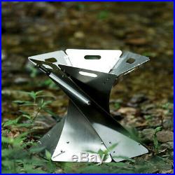 Ultralight Stainless Steel Wood Burning Stove with Storage Bag for Hiking