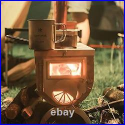 Ultralight Tent Stove Portable Wood Burning Stove with Chimney and Rotary