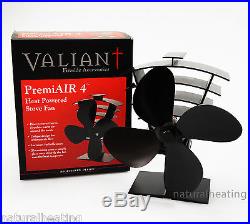 VALIANT Premium PremiAir 4 Blade Heat Powered Stove Fan FIR361 moves 420cfm air