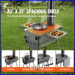VEVOR Portable Wood Stove Camping Hot Tent BBQ Stove 118 in for Outdoor with Pipes