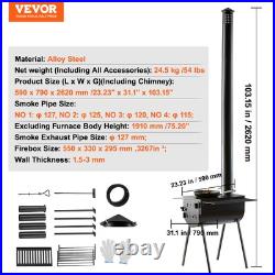 VEVOR Portable Wood Stove Camping Hot Tent BBQ Stove 118 in for Outdoor with Pipes