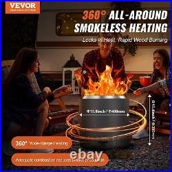 VEVOR Smokeless Fire Pit Stove Bonfire 15.8 in Dia Wood Burning Stainless Steel