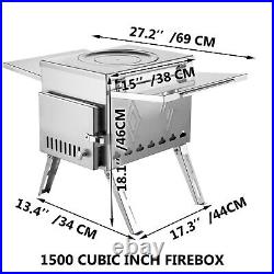 VEVOR Wood Burning Stove Stainless Steel Tent Camping Stove 113 High withChimney