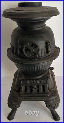 VINTAGE Spark Salesman Sample Cast Iron Pot Belly Wood Cook Stove-13